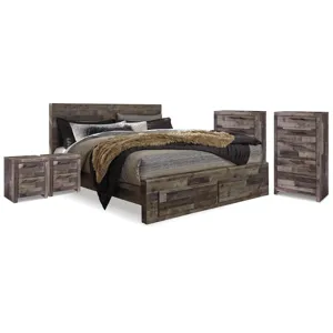 Derekson Queen Panel Storage Bed, 2 Chests and 2 Nightstands