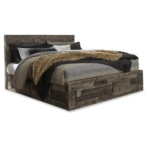 Derekson King Panel Storage Bed, Dresser, Mirror, Chest and 2 Nightstands