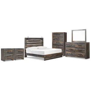 Drystan King Panel Bed, Dresser, Mirror and 2 Nightstands