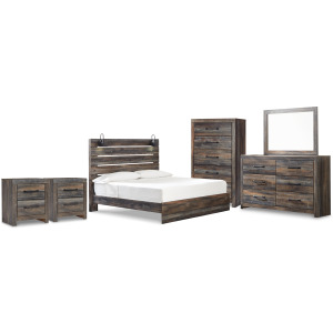 Drystan King Panel Bed, Dresser, Mirror and 2 Nightstands