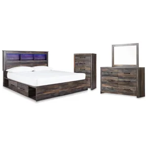 Drystan King Storage Bed, Dresser, Mirror and Chest