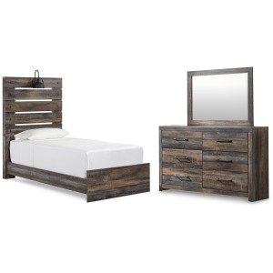 Drystan Twin Panel Bed, Dresser and Mirror
