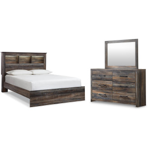 Drystan Queen Bookcase Panel Bed, Dresser and Nightstand