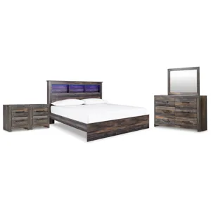 Drystan King Panel Bed, Dresser, Mirror and 2 Nightstands