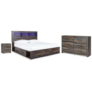 Drystan King Bookcase Storage Bed, Dresser and Nightstand