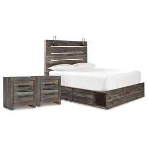 Drystan Queen Panel Storage Bed and 2 Nightstands
