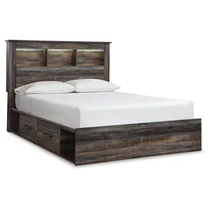 Drystan Queen Bookcase Bed with Storage, Dresser and Nightstand