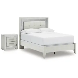 Zyniden Full Upholstered Panel Bed and Nightstand