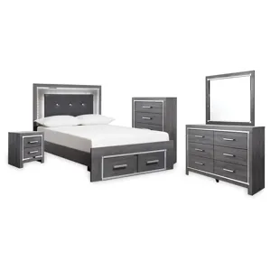 Lodanna Full Storage Bed, Dresser, Mirror, Chest and Nightstand