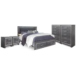 Lodanna King Storage Bed, 2 Chests and 2 Nightstands