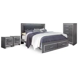 Lodanna King Panel Storage Bed, Chest and 2 Nightstands