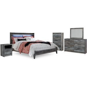 Baystorm King Panel Bed, Dresser, Mirror, Chest and Nightstand