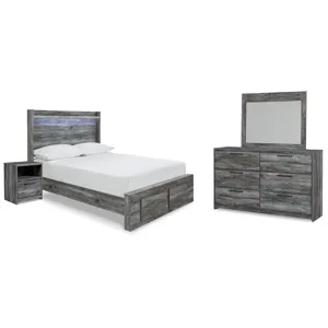 Baystorm Full Storage Bed, Dresser, Mirror and Nightstand
