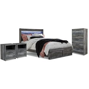 Baystorm King Panel Storage Bed, Chest and 2 Nightstands