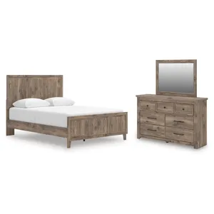 Rusticott Queen Panel Bed, Dresser and Mirror