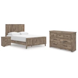 Rusticott Queen Panel Bed, Dresser and Nightstand