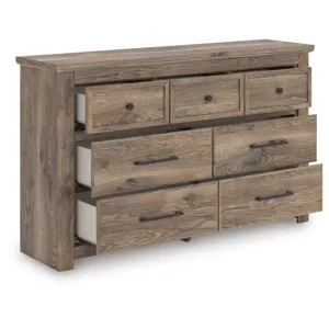 Rusticott Queen Poster Bed, Dresser and Nightstand