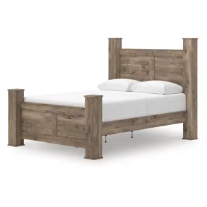 Rusticott Queen Poster Bed, Dresser and Nightstand