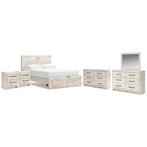 Lawroy Queen Storage Bed, 2 Dressers, Mirror and 2 Nightstands