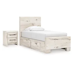Lawroy Twin Panel Bed with Storage and Nightstand