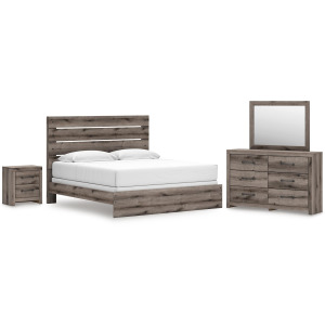 Graystorm King Panel Bed, Dresser, Mirror and Nightstand