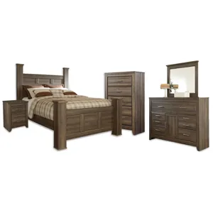 Juararo Queen Poster Bed, Dresser, Mirror, Chest and Nightstand