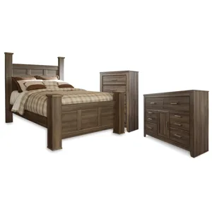 Juararo Queen Poster Bed, Dresser and Chest