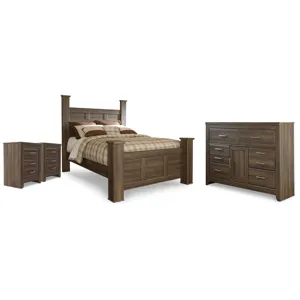 Juararo Queen Poster Bed, Dresser and 2 Nightstands