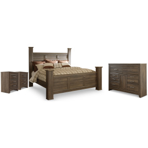 Juararo King Poster Bed, Dresser and 2 Nightstands