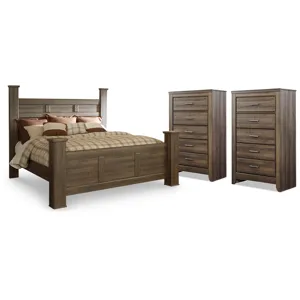 Juararo King Poster Bed and 2 Chests