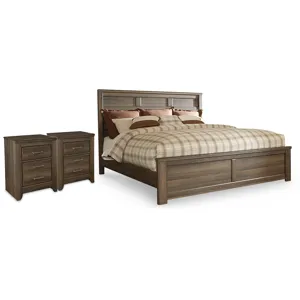 Juararo King Panel Bed and 2 Nightstands