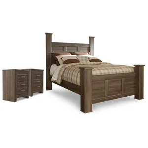 Juararo Queen Poster Bed, and 2 Nightstands