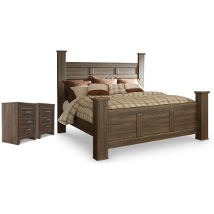 Juararo King Poster Bed and 2 Nightstands