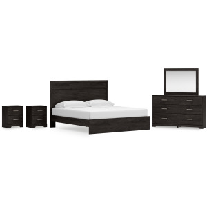 Belachime King Panel Bed, Dresser Mirror and 2 Nightstands