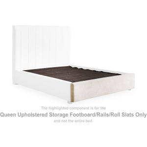 Shoralli Queen Upholstered Storage Footboard/Rails/Roll Slats