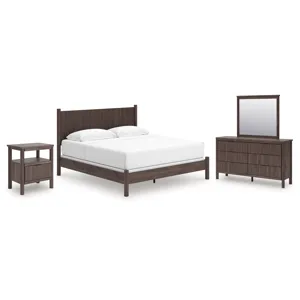 Cadmori King Panel Bed, Dresser, Mirror and Nightstand