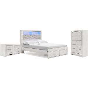 Altyra Queen Bookcase Storage Bed, Chest and 2 Nightstands