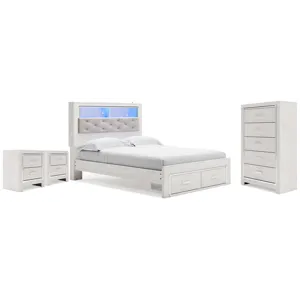 Altyra Queen Bookcase Storage Bed, Chest and 2 Nightstands