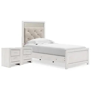 Altyra Twin Upholstered Panel Bed and 2 Nightstands