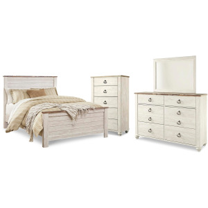 Willowton Queen Panel Bed, Dresser, Mirror and Chest