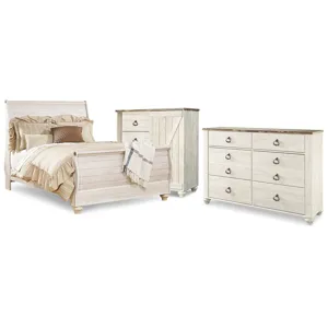 Willowton Queen Sleigh Bed, Dresser and Chest