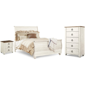 Willowton Queen Sleigh Bed, Chest and Nightstand