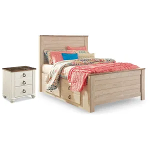 Willowton Full Panel Bed with Storage and Nightstand