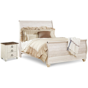 Willowton Queen Sleigh Bed and Nightstand