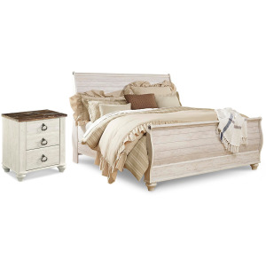 Willowton King Sleigh Bed and Nightstand