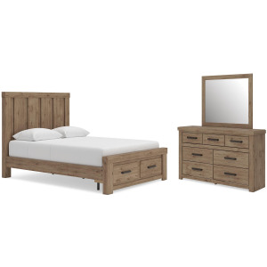 Garistyn Queen Panel Storage Bed, Dresser and Mirror