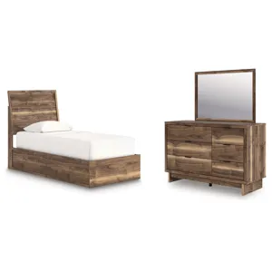 Chirason Twin Panel Platform Bed, Dresser and Mirror