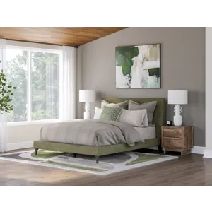 Chirason Queen Upholstered Bed, Dresser and Mirror