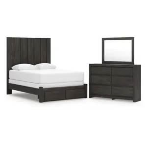 Fraluna Queen Panel Storage Bed, Dresser and Mirror