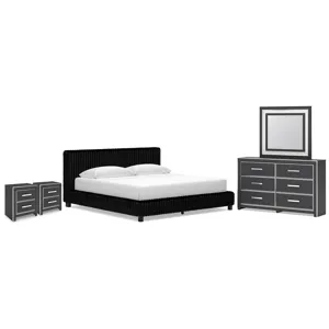 Zuraleus King Upholstered Bed, Dresser, Mirror and 2 Nightstands